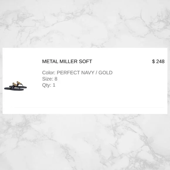 TORY BURCH Metal Miller Leather Sandals Perfect Navy Size 8 - Picture 13 of 15